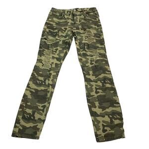 Cali Womens Juniors Green Camo Camouflage Distressed Jeans Pants Size 9​​​​